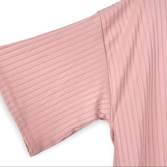 NWT Misguided Pink Ribbed High Neck T Shirt - Picture 2 of 5